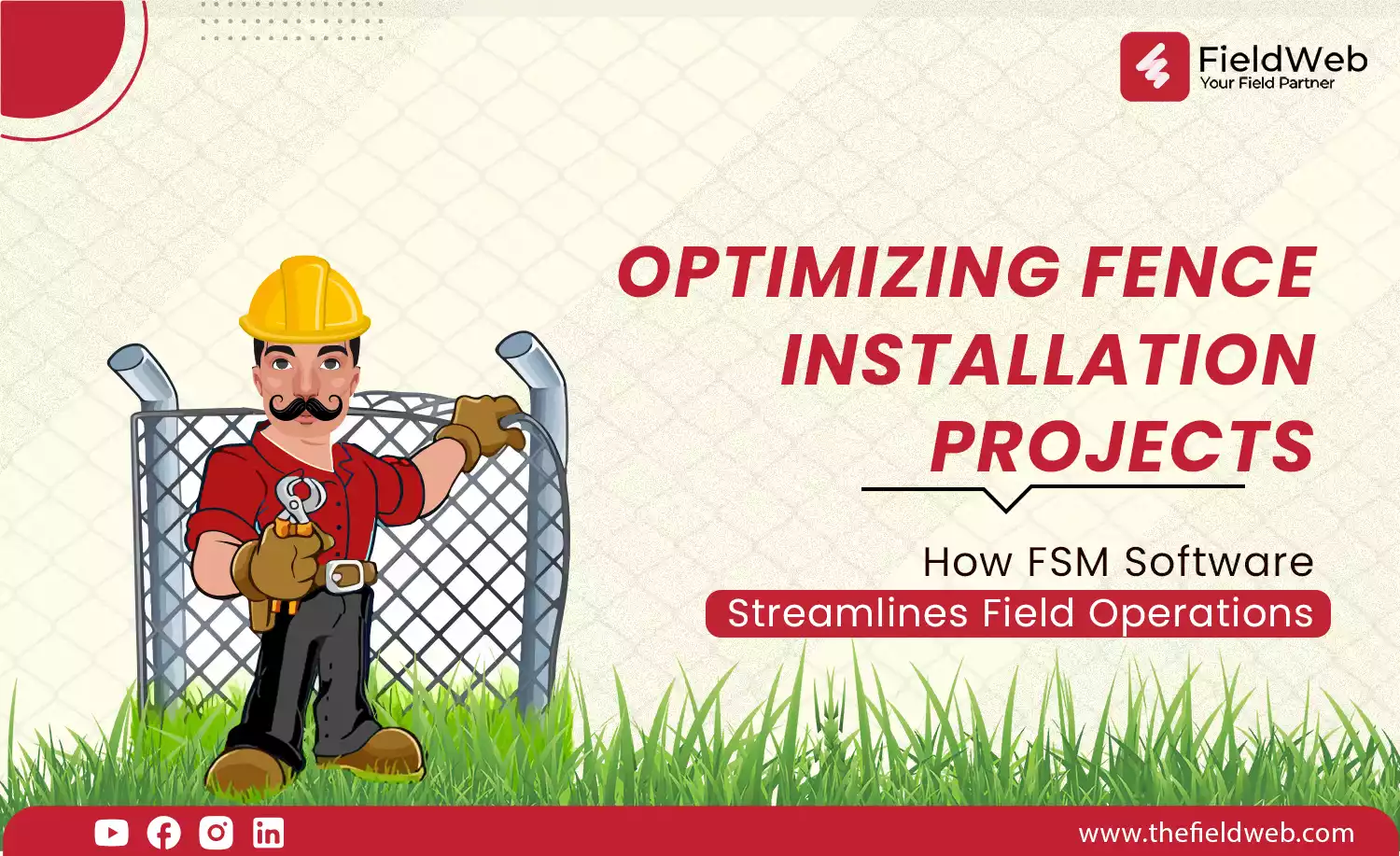 fieldweb mascot stand in grass with fence showing the the fence installation projects
