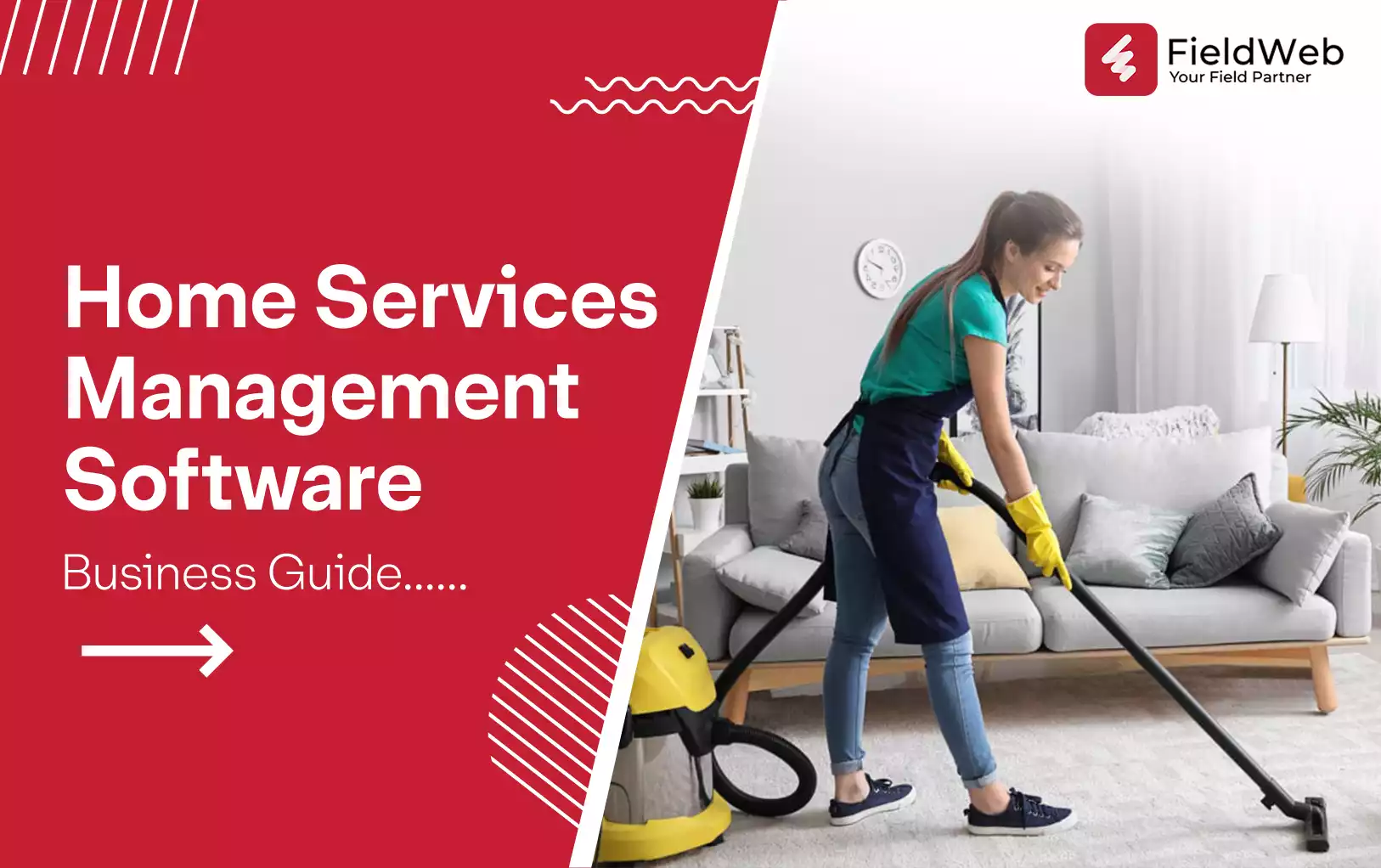 A lady technician in a green top, blue jeans, and blue shoes, is cleaning a house while wearing yellow gloves, ensuring thorough sanitation.